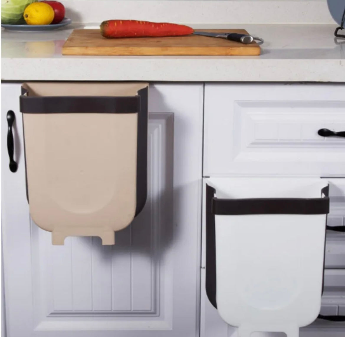 Basurero colgante plegable para puerta o cajón de cocina