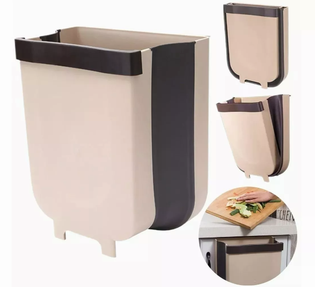 Basurero colgante plegable para puerta o cajón de cocina