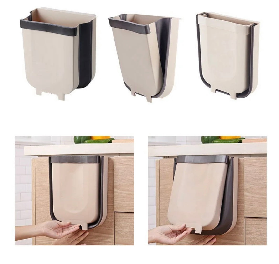 Basurero colgante plegable para puerta o cajón de cocina