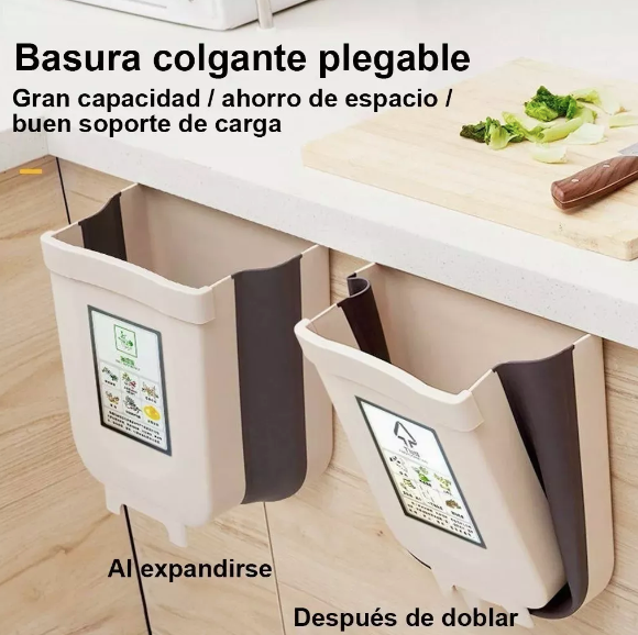 Basurero colgante plegable para puerta o cajón de cocina