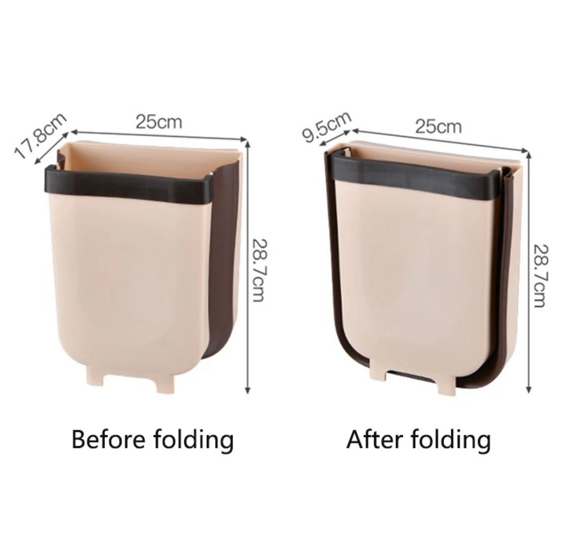 Basurero colgante plegable para puerta o cajón de cocina