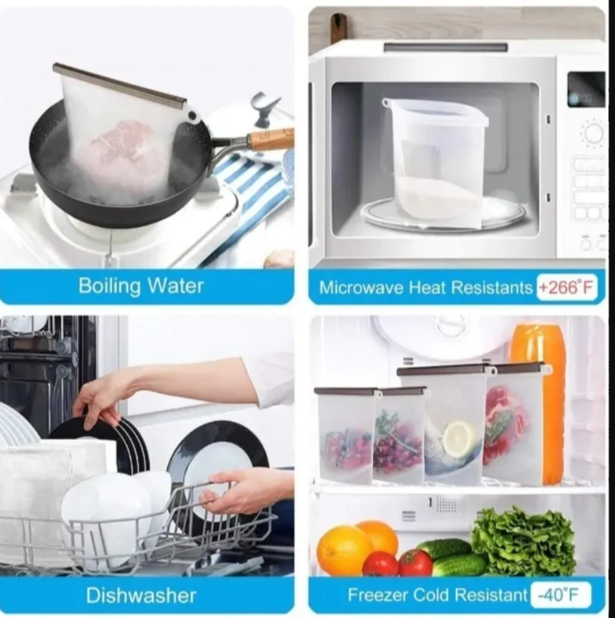 Bolsa resellable de silicón para conserva de alimentos