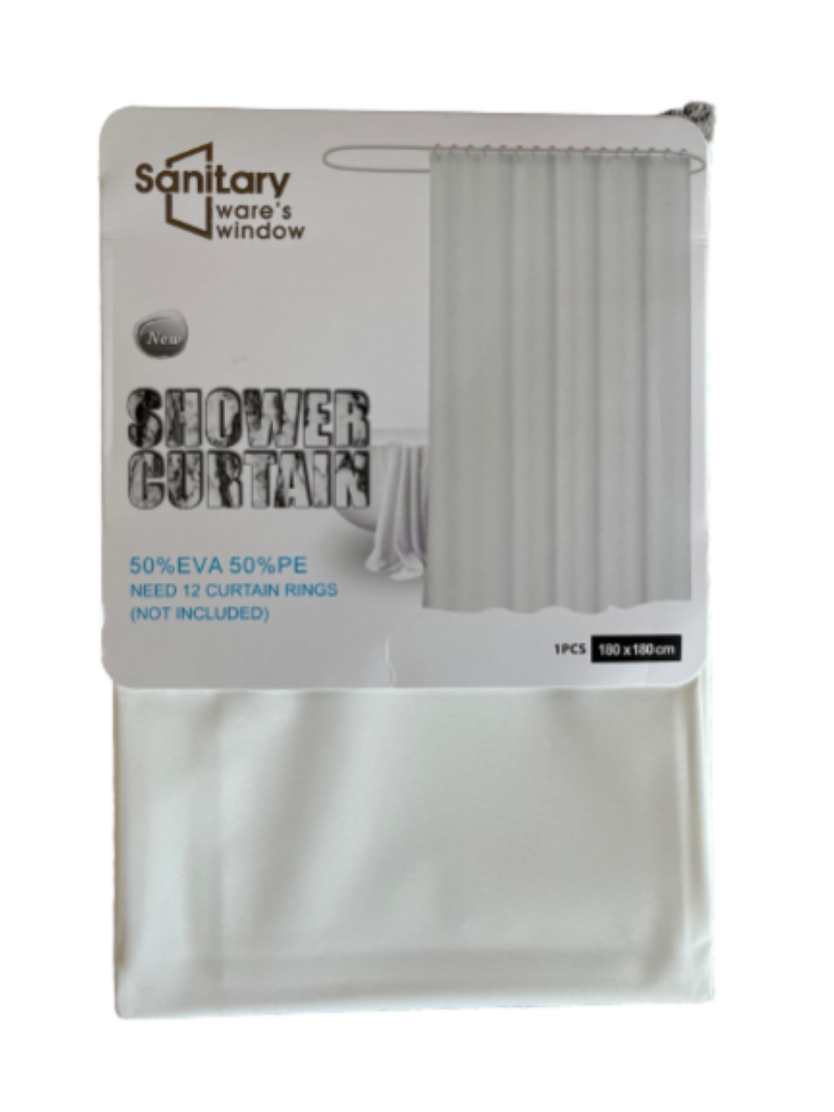 Cortina de nylon para regadera 180 X 180 con arillos