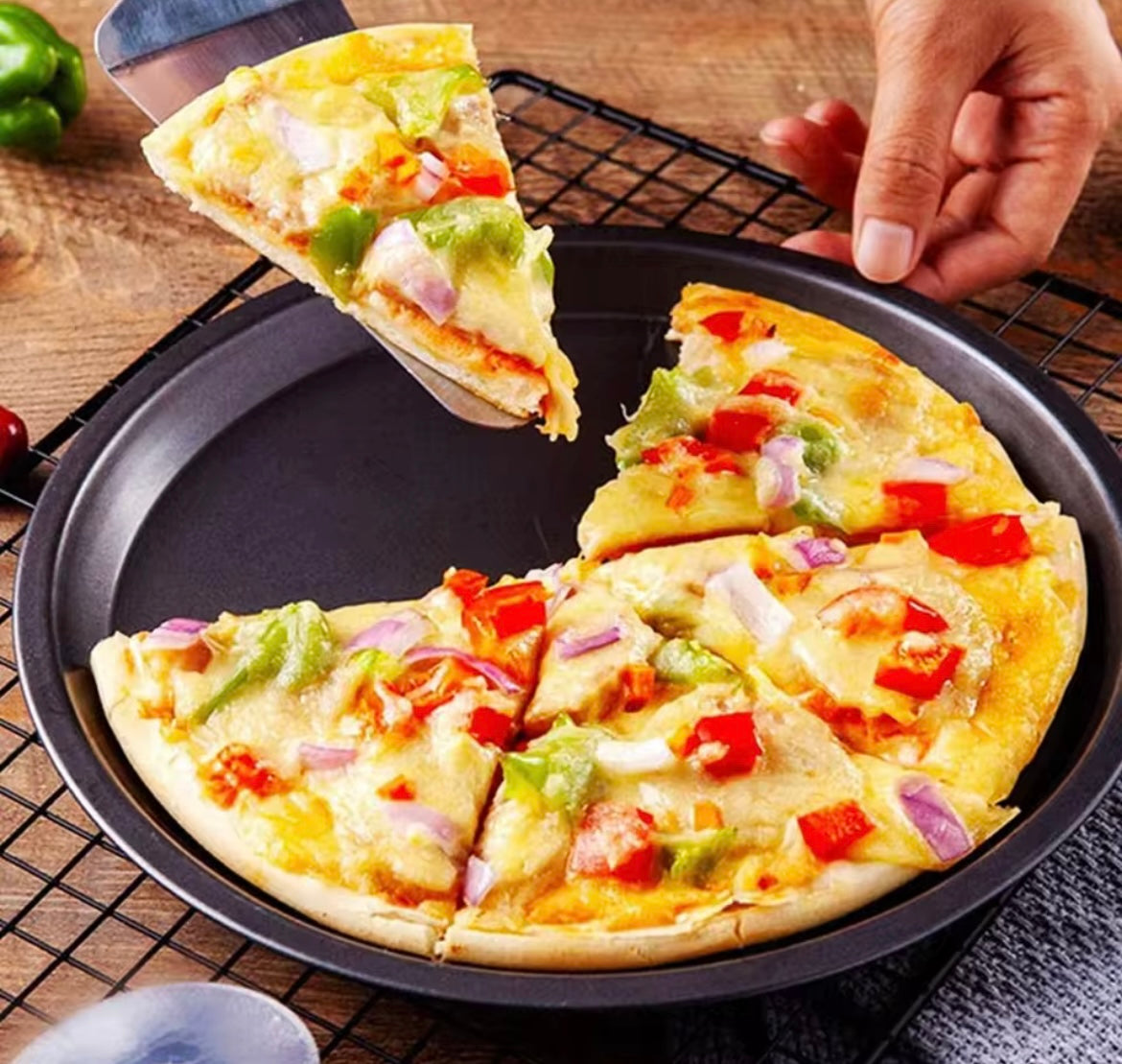 Molde Metálico anti adherente juego de 3 charolas para hornear pizzas, galletas, empanadas