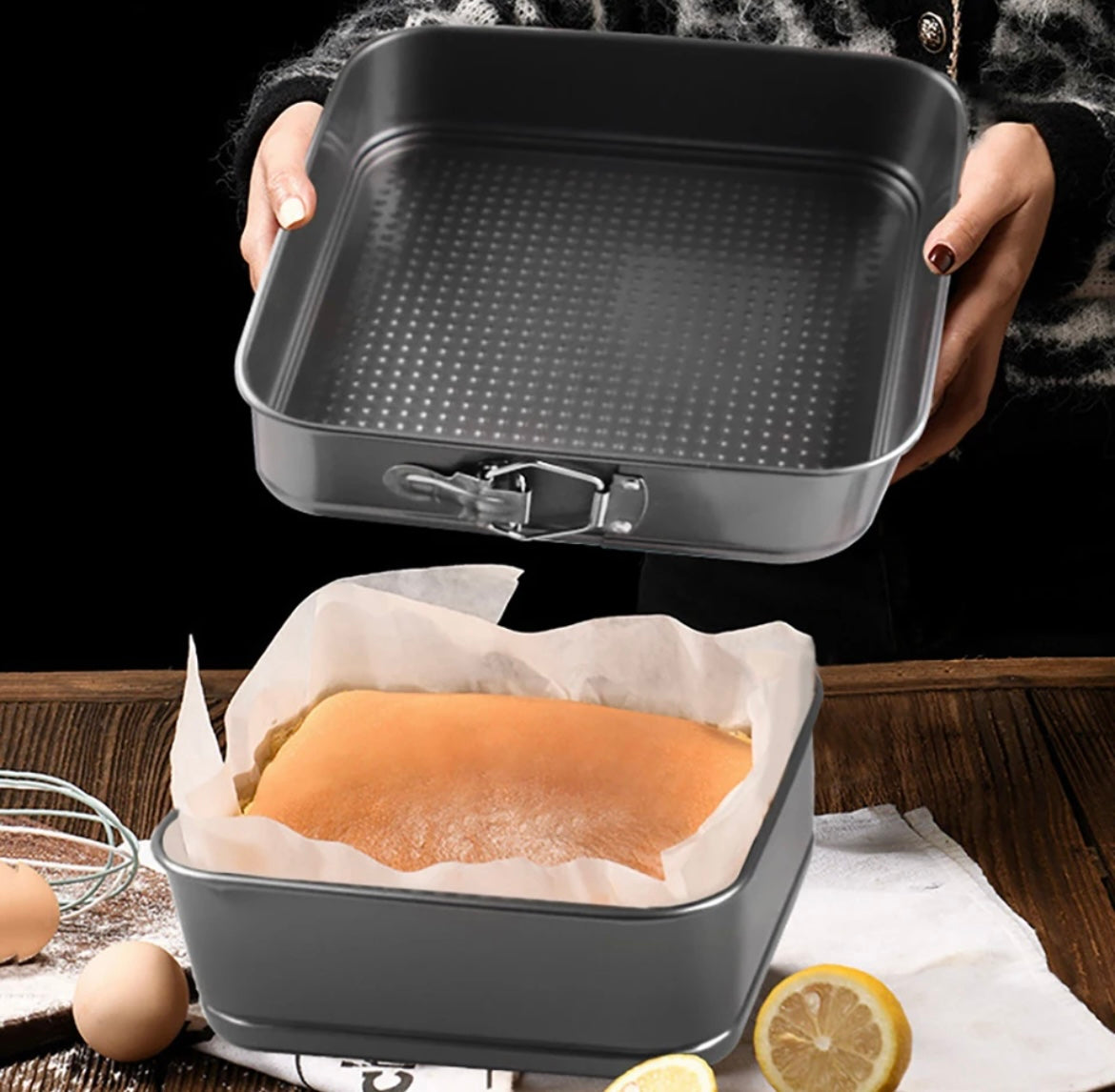 Molde metálico anti-adherente para pastel en forma de cuadro
