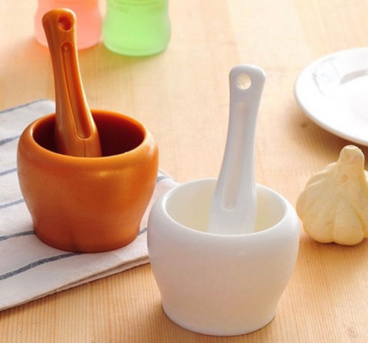 Mortero, Triturador, Molcajete de plástico para salsas y alimentos