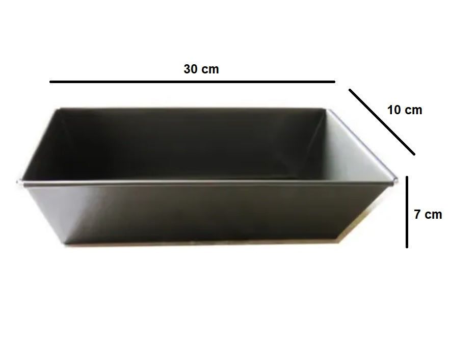 Molde metálico anti adherente rectangular para panqué mediano 30 cm