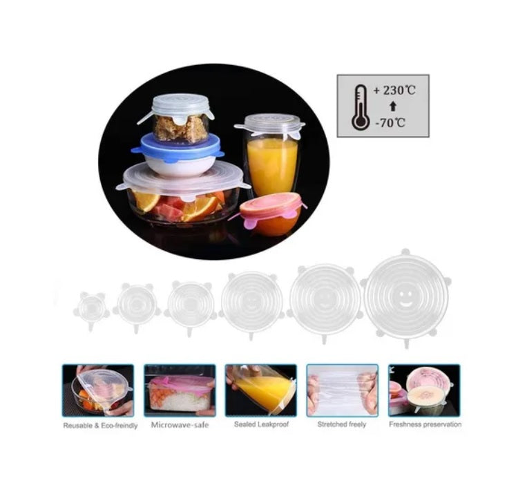 Tapa flexible re-utilizable de silicón para almacenar alimentos