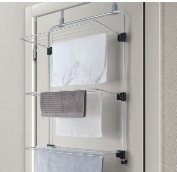 Tendedero para ropa plegable para colocar en puerta, cancel, barandal o ventana