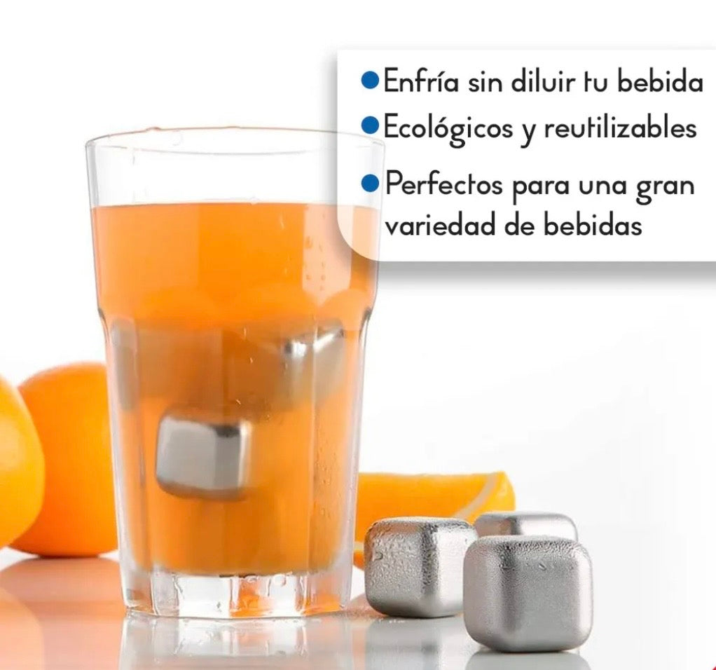 Juego de 4 enfríadores de bebidas de acero inox 2.5X 2.5  (Hielos eternos)
