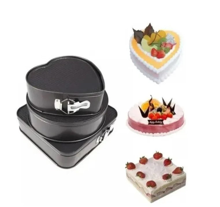 Moldes metálicos antia-adherente desmontables de 3 figuras para pasteles