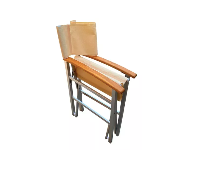 Silla Plegable De Director De Aluminio Con Brazos Madera