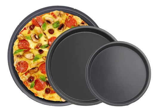 Molde Metálico anti adherente juego de 3 charolas para hornear pizzas, galletas, empanadas